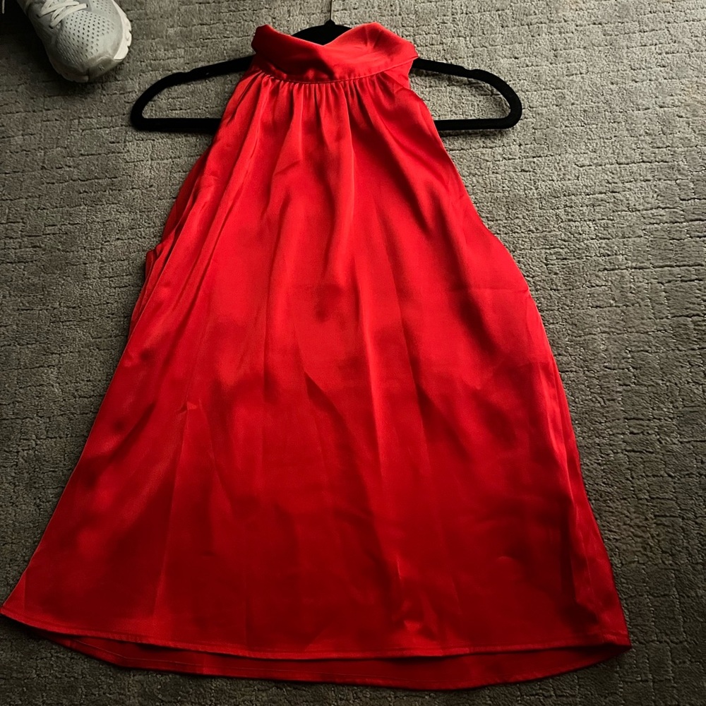 high neck flowy red top with bow in back size small